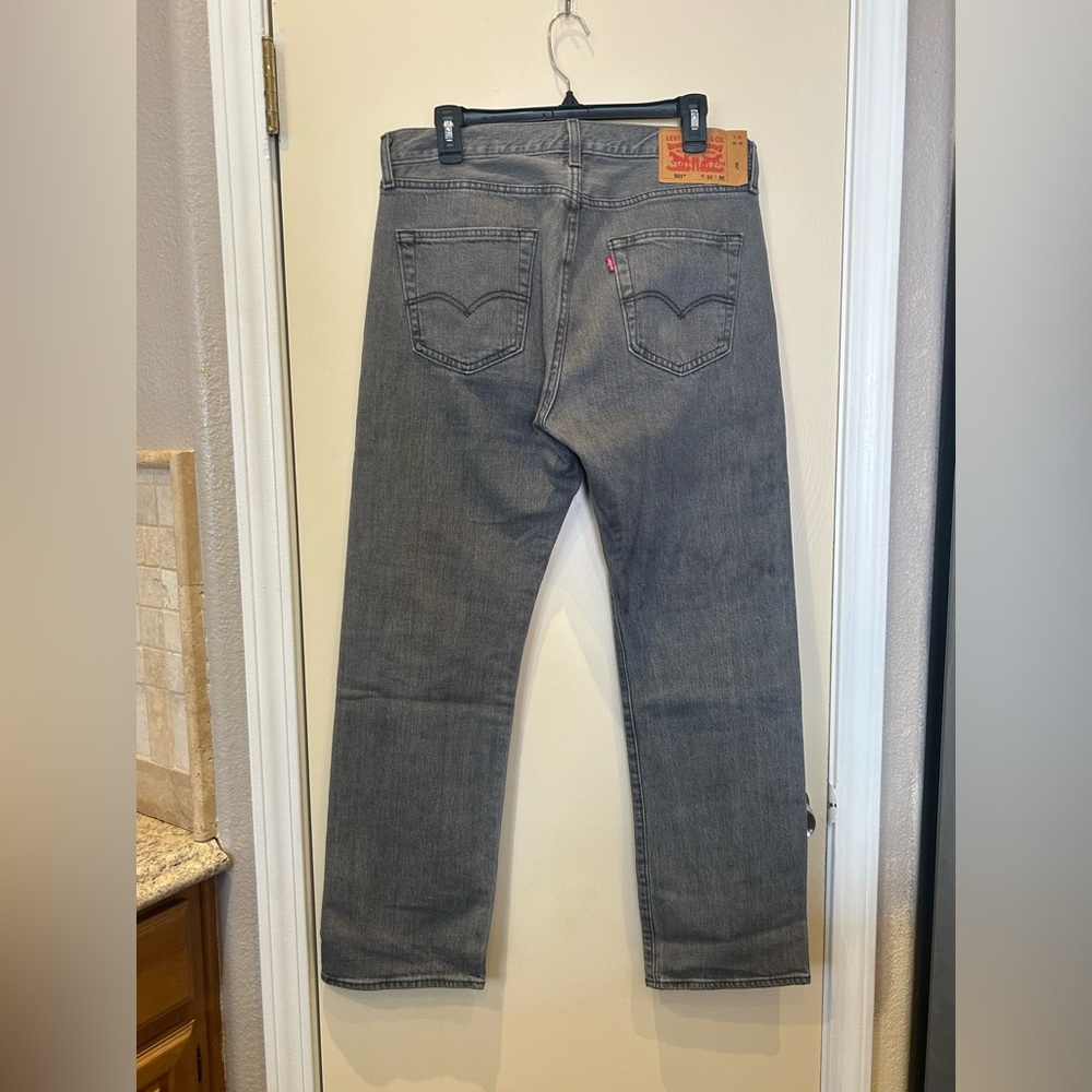 Levi’s Men's 501 Straight-Fit Button Fly Stretch Jeans 32x30 Gray NWOT